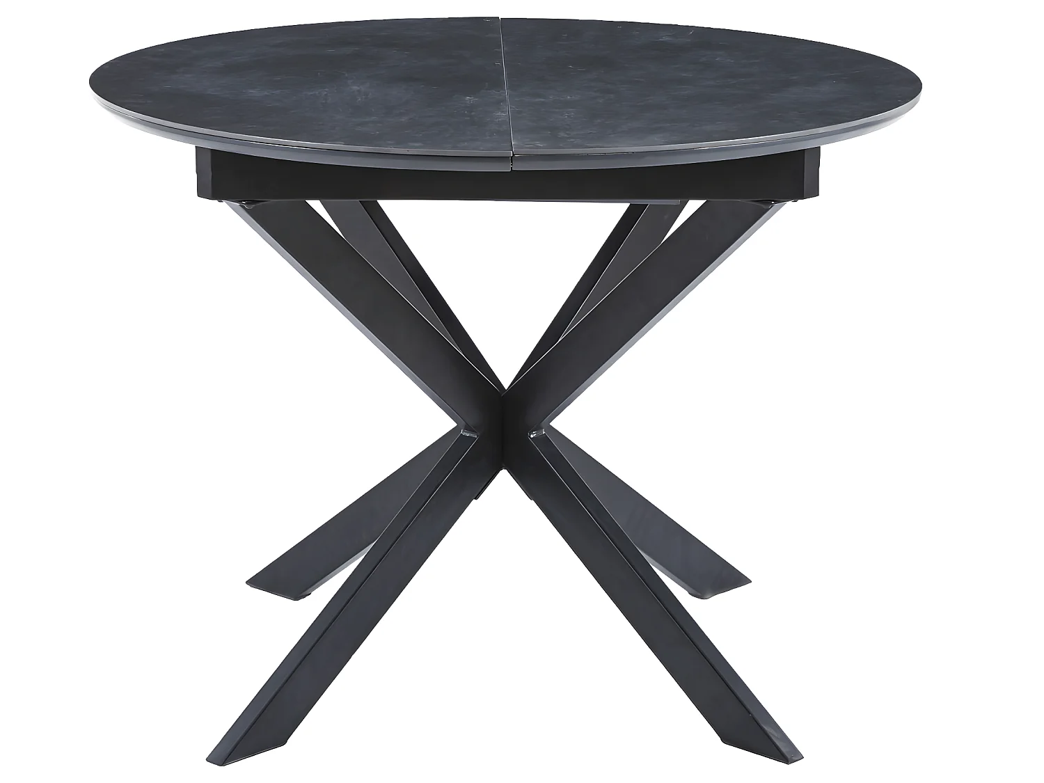 Table à manger ronde extensible en céramique coloris noir / pieds noir