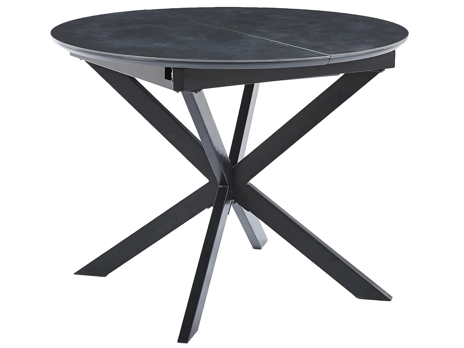 Table à manger ronde extensible en céramique coloris noir / pieds noir