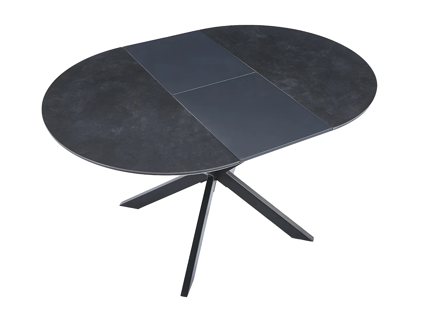 Table à manger ronde extensible en céramique coloris noir / pieds noir
