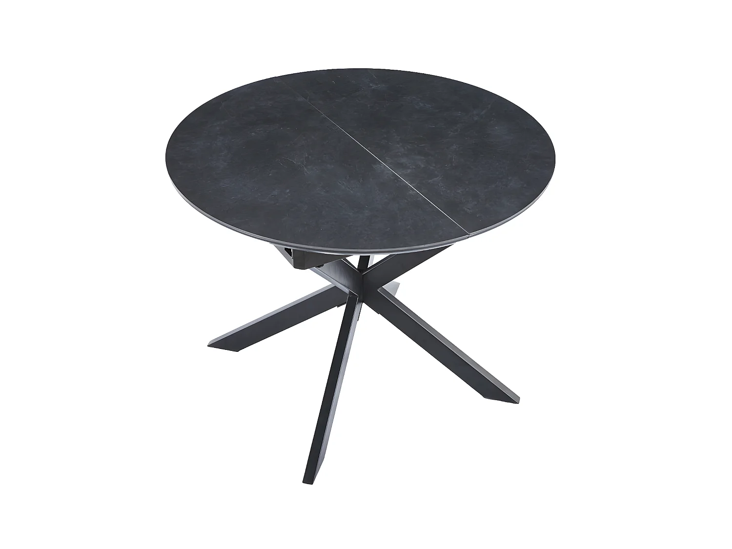 Table à manger ronde extensible en céramique coloris noir / pieds noir
