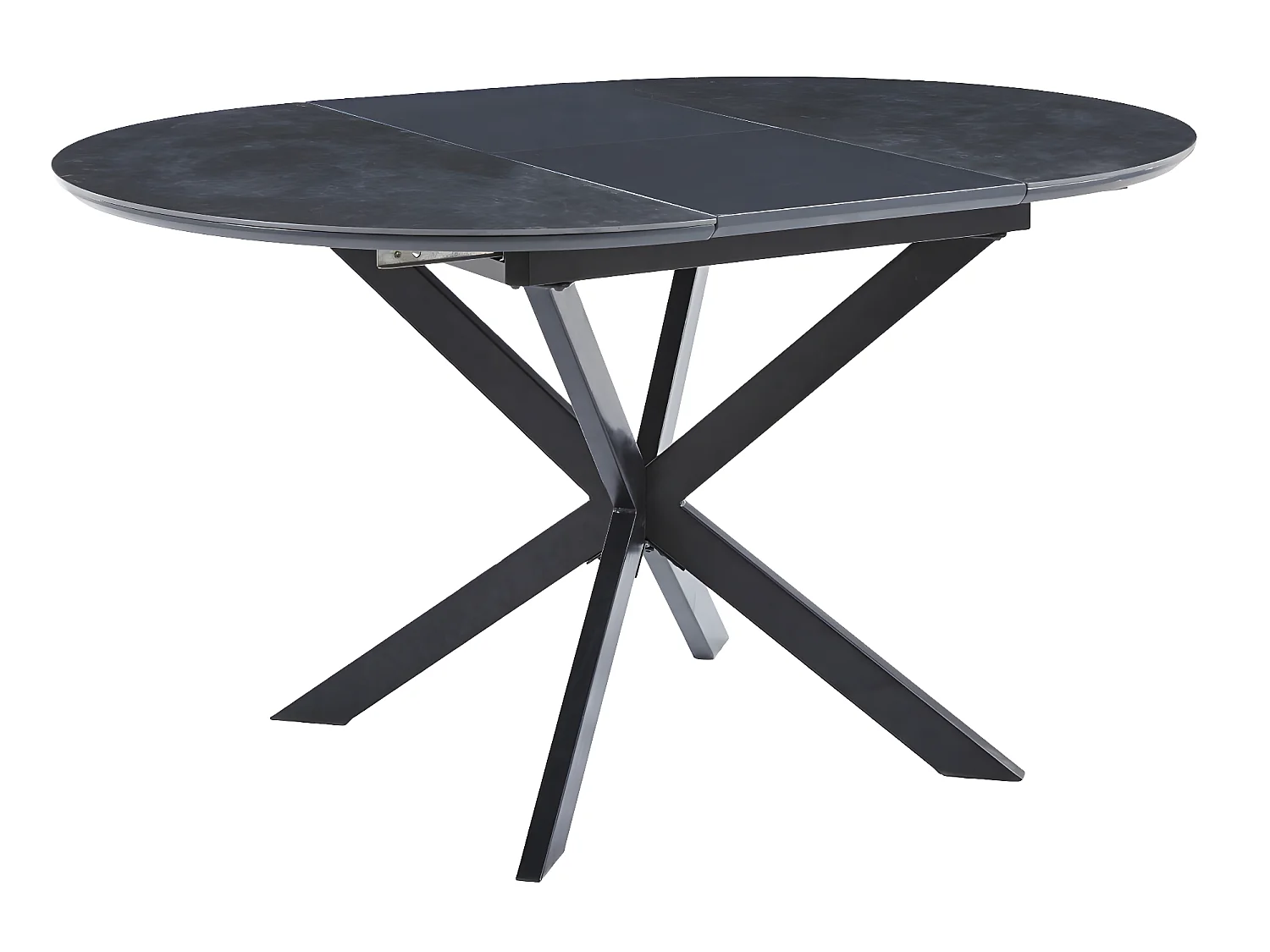 Table à manger ronde extensible en céramique coloris noir / pieds noir