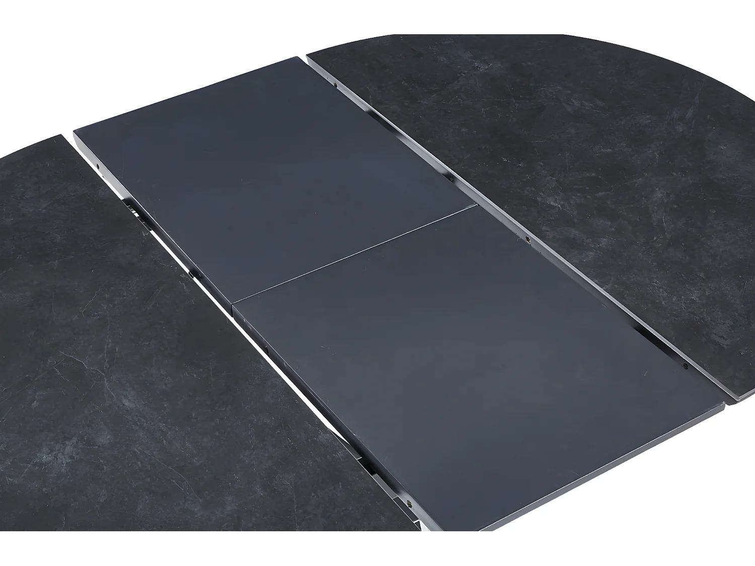 Table à manger ronde extensible en céramique coloris noir / pieds noir