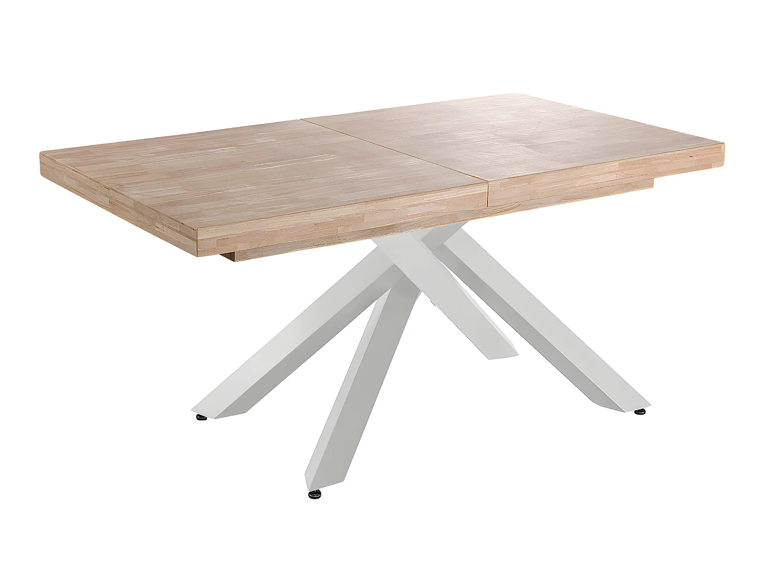 Table à manger rectangulaire extensible en bois coloris chêne / pieds blanc