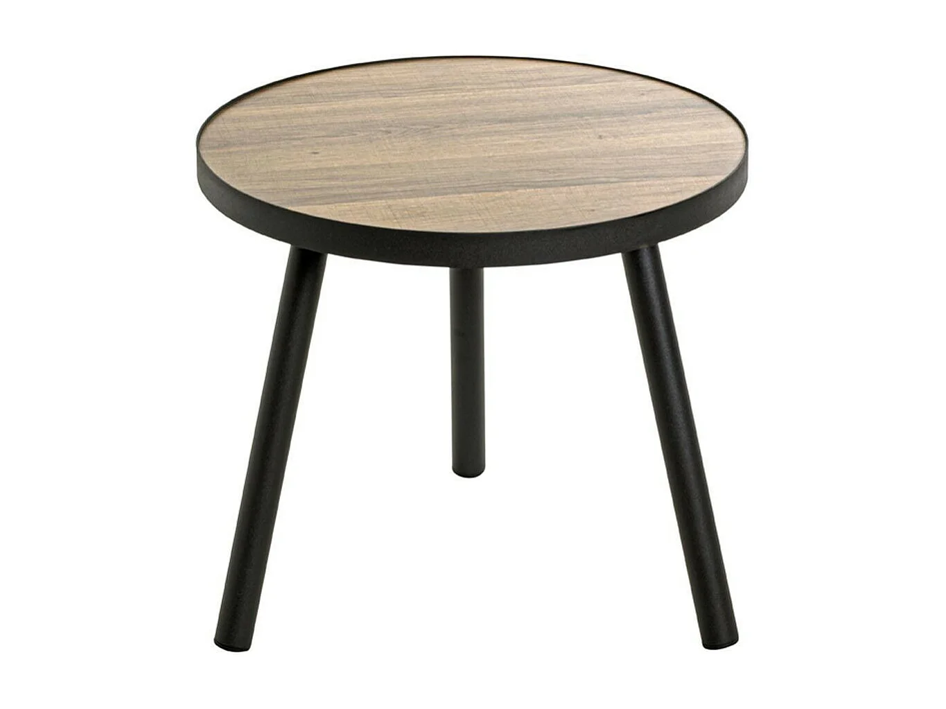 Table d'Appoint Design "Qanaq" 40cm Noir & Chêne