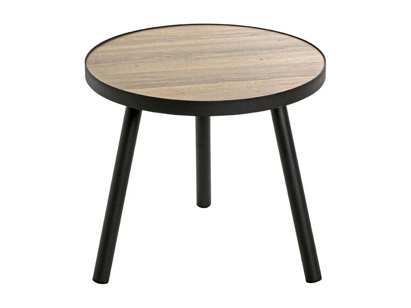 Table d'Appoint Design "Qanaq" 40cm Noir & Chêne