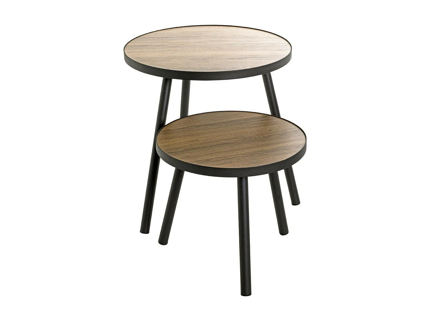 Table d'Appoint Design "Qanaq" 40cm Noir & Chêne