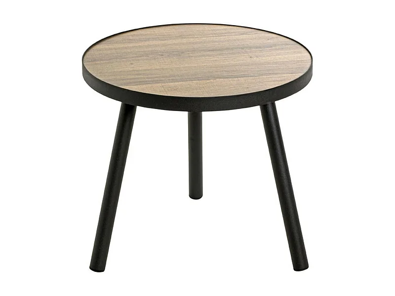 Table d'Appoint Design "Qanaq" 40cm Noir & Chêne