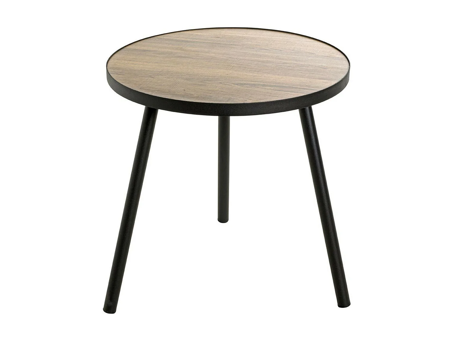 Table d'Appoint Design "Qanaq" 52cm Noir & Chêne