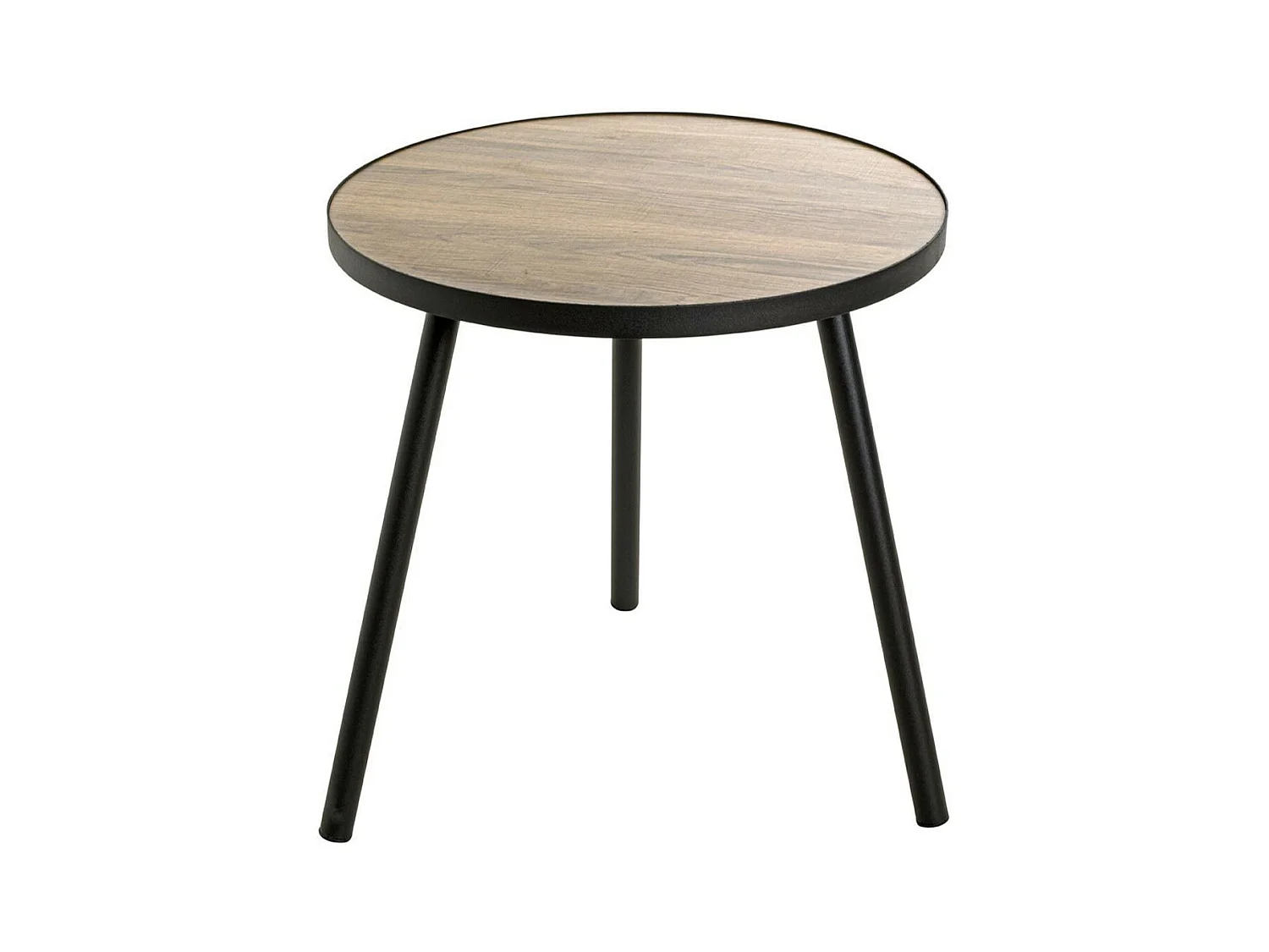 Table d'Appoint Design "Qanaq" 52cm Noir & Chêne