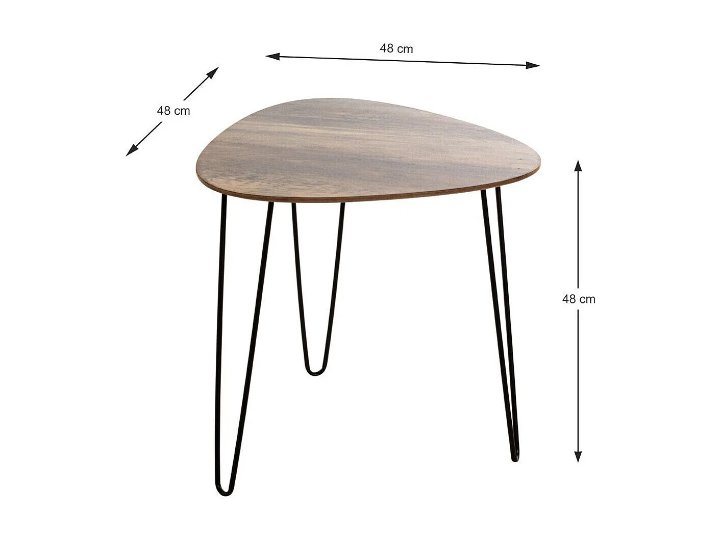 Table d'Appoint Design "Ricio" 48cm Noir & Chêne