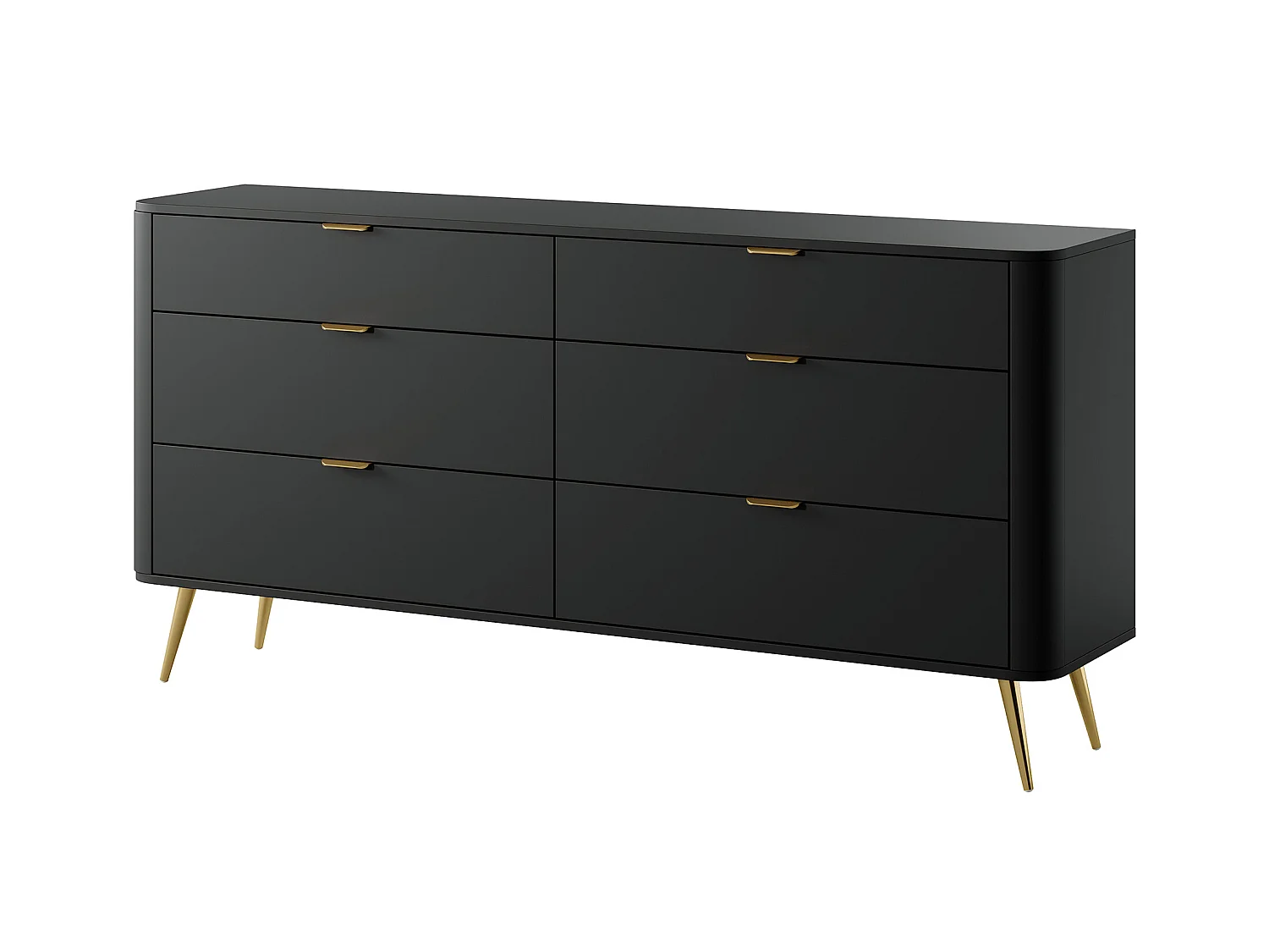 Commode à six tiroirs - 172 cm - noir - OVAL