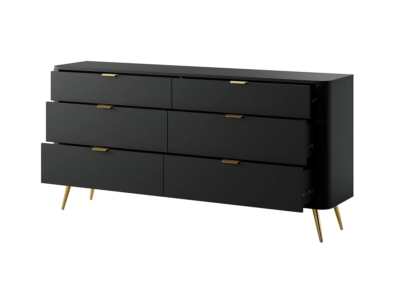 Commode à six tiroirs - 172 cm - noir - OVAL
