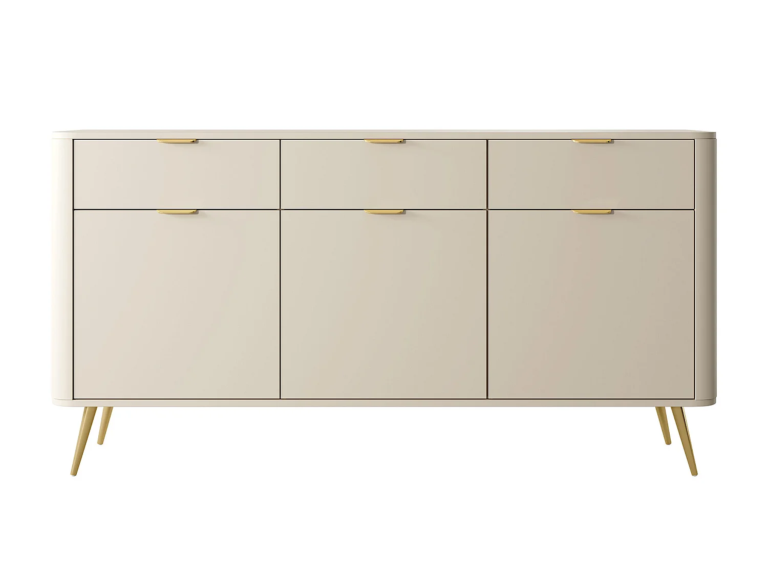 Commode à trois portes avec tiroirs - 163,5 cm - beige - OVAL