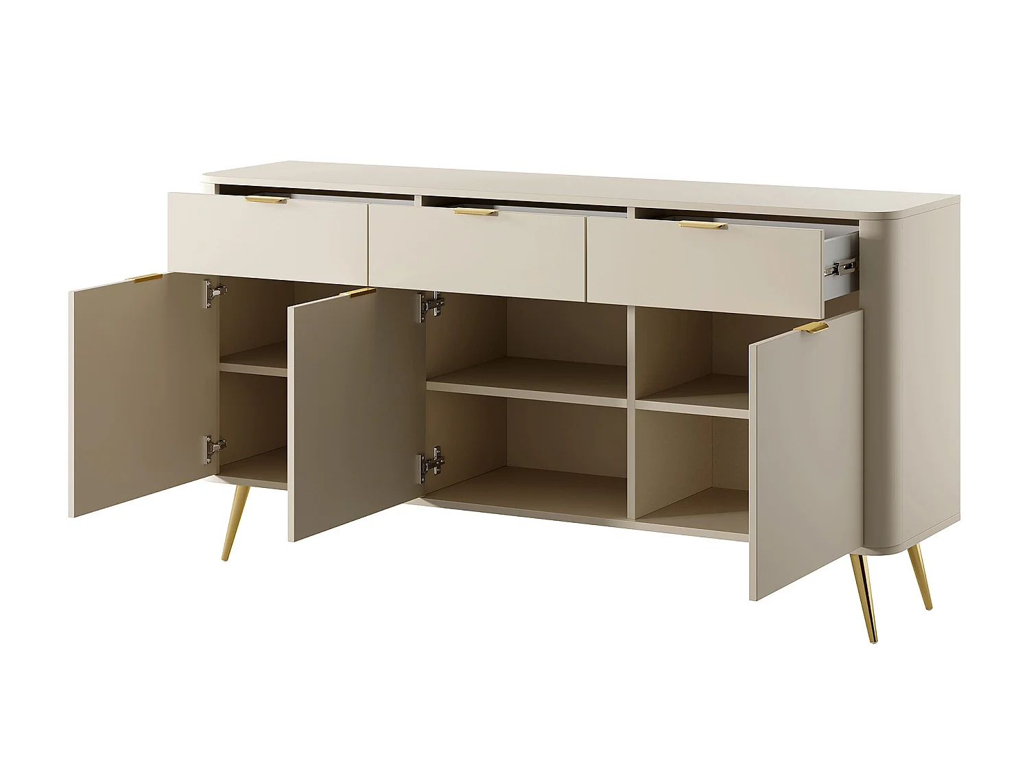 Commode à trois portes avec tiroirs - 163,5 cm - beige - OVAL