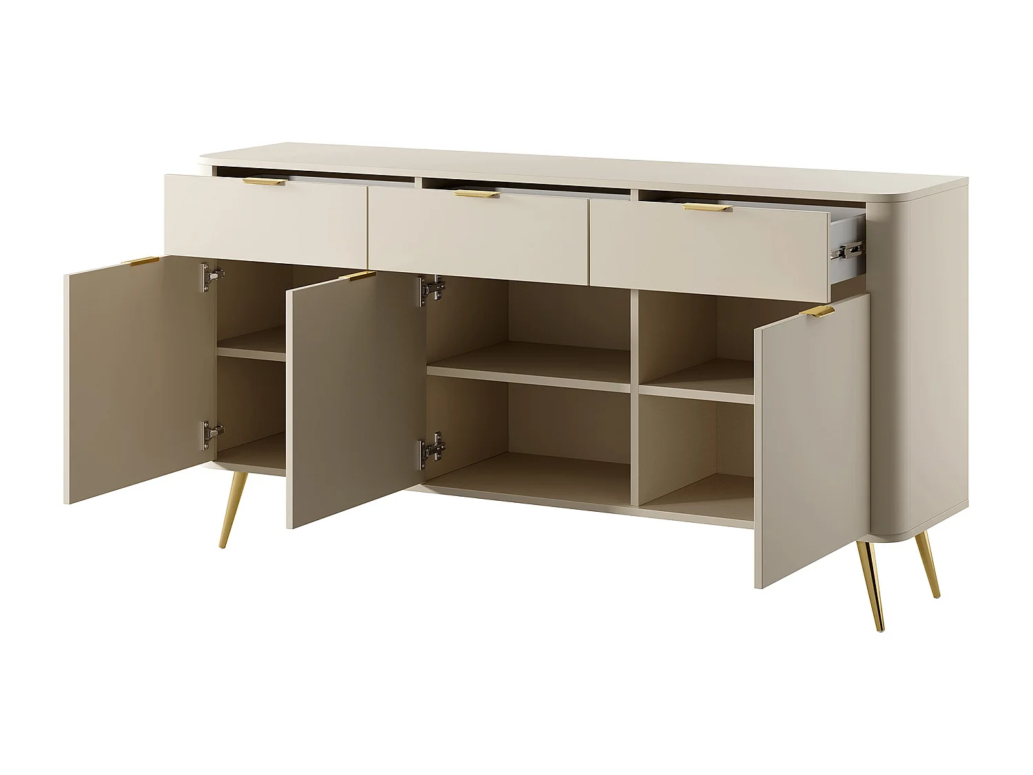 Commode à trois portes avec tiroirs - 163,5 cm - beige - OVAL