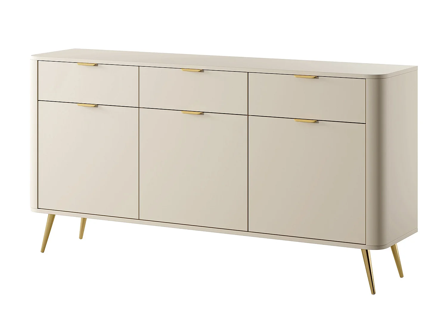 Commode à trois portes avec tiroirs - 163,5 cm - beige - OVAL