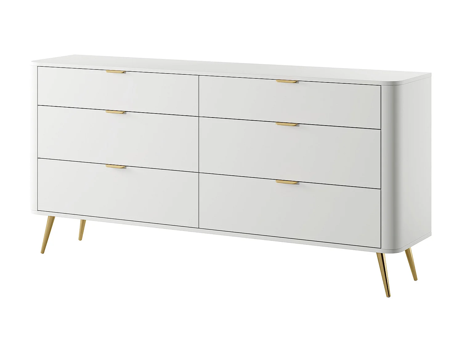 Kommode mit sechs Schubladen - 172 cm - Weiß - OVAL