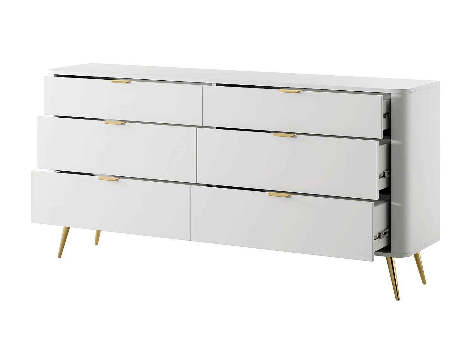 Kommode mit sechs Schubladen - 172 cm - Weiß - OVAL