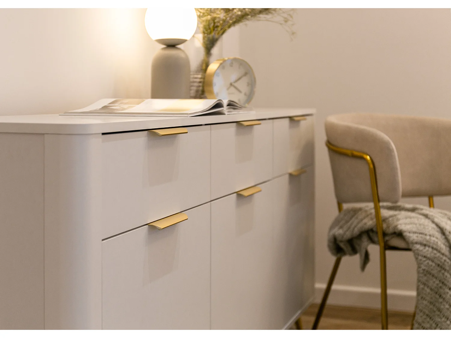 Sideboard Kombikommode mit drei Schubladen - 163,5 cm - Weiß - OVAL