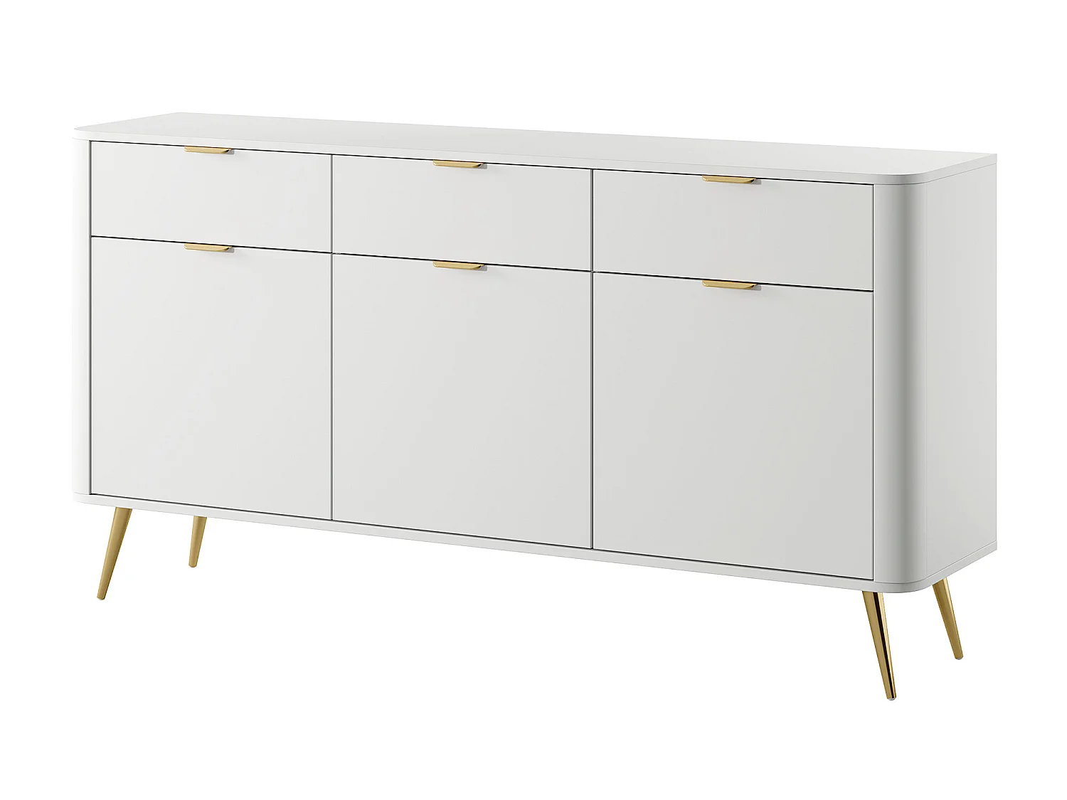 Sideboard Kombikommode mit drei Schubladen - 163,5 cm - Weiß - OVAL