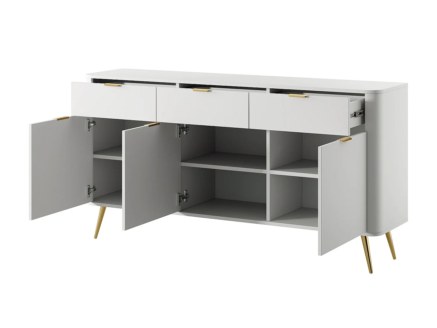 Sideboard Kombikommode mit drei Schubladen - 163,5 cm - Weiß - OVAL