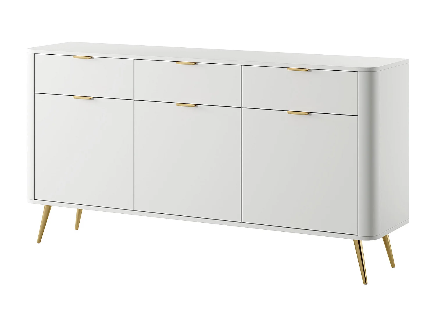 Dreitürige Kommode mit Schubladen - 163,5 cm - weiß - OVAL