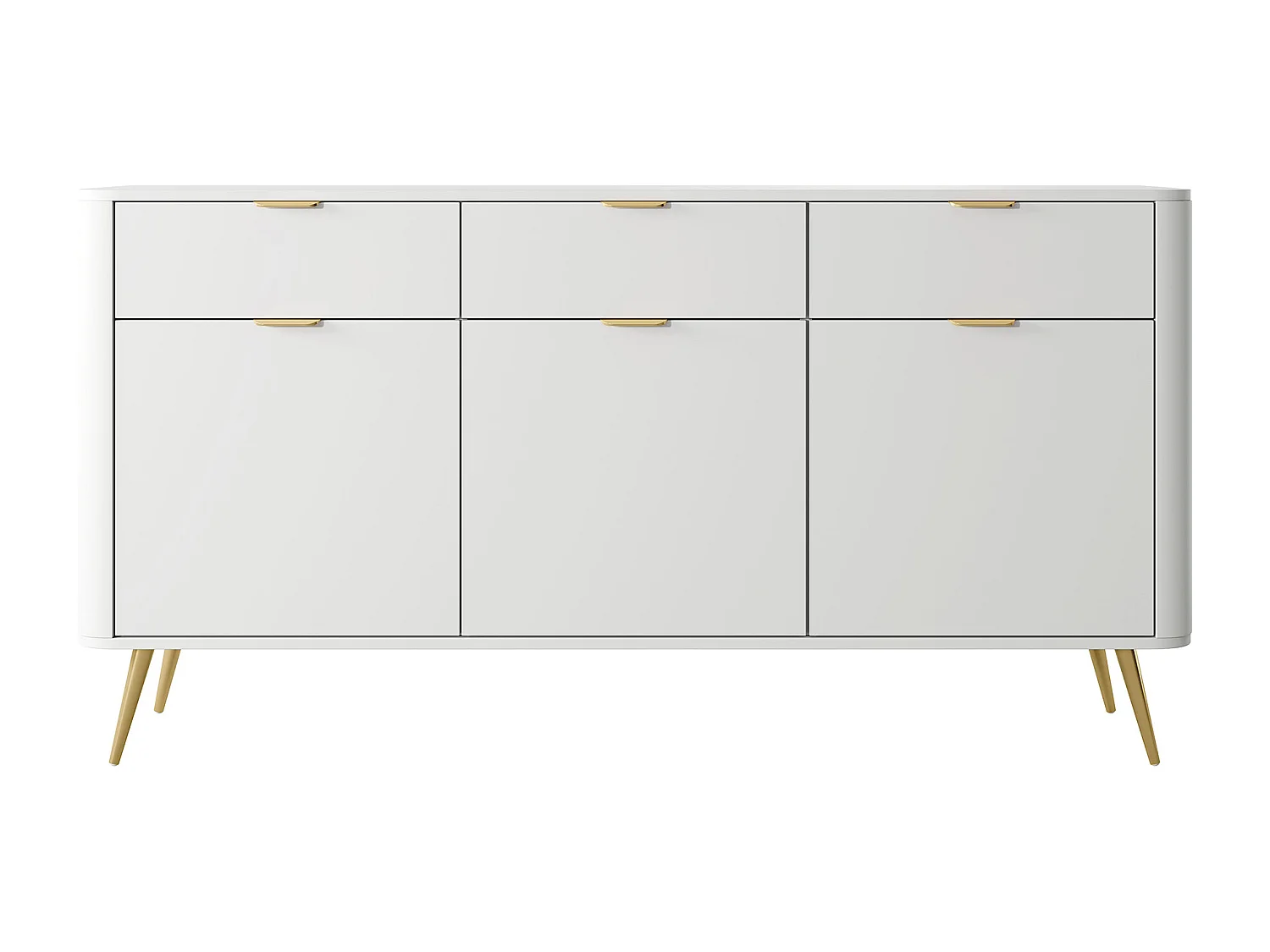Dreitürige Kommode mit Schubladen - 163,5 cm - weiß - OVAL