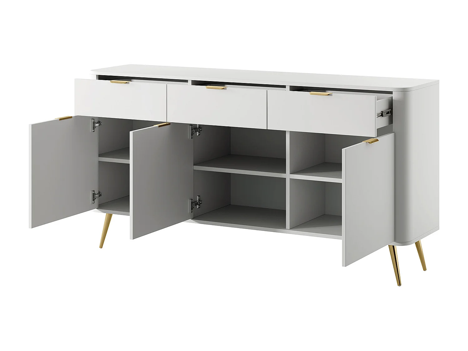 Dreitürige Kommode mit Schubladen - 163,5 cm - weiß - OVAL