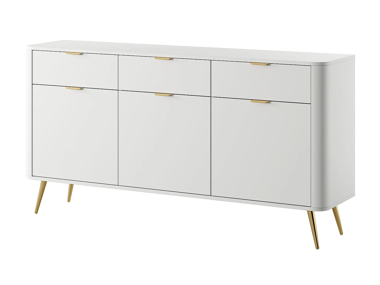 Commode à trois portes avec tiroirs - 163,5 cm - blanc - OVAL