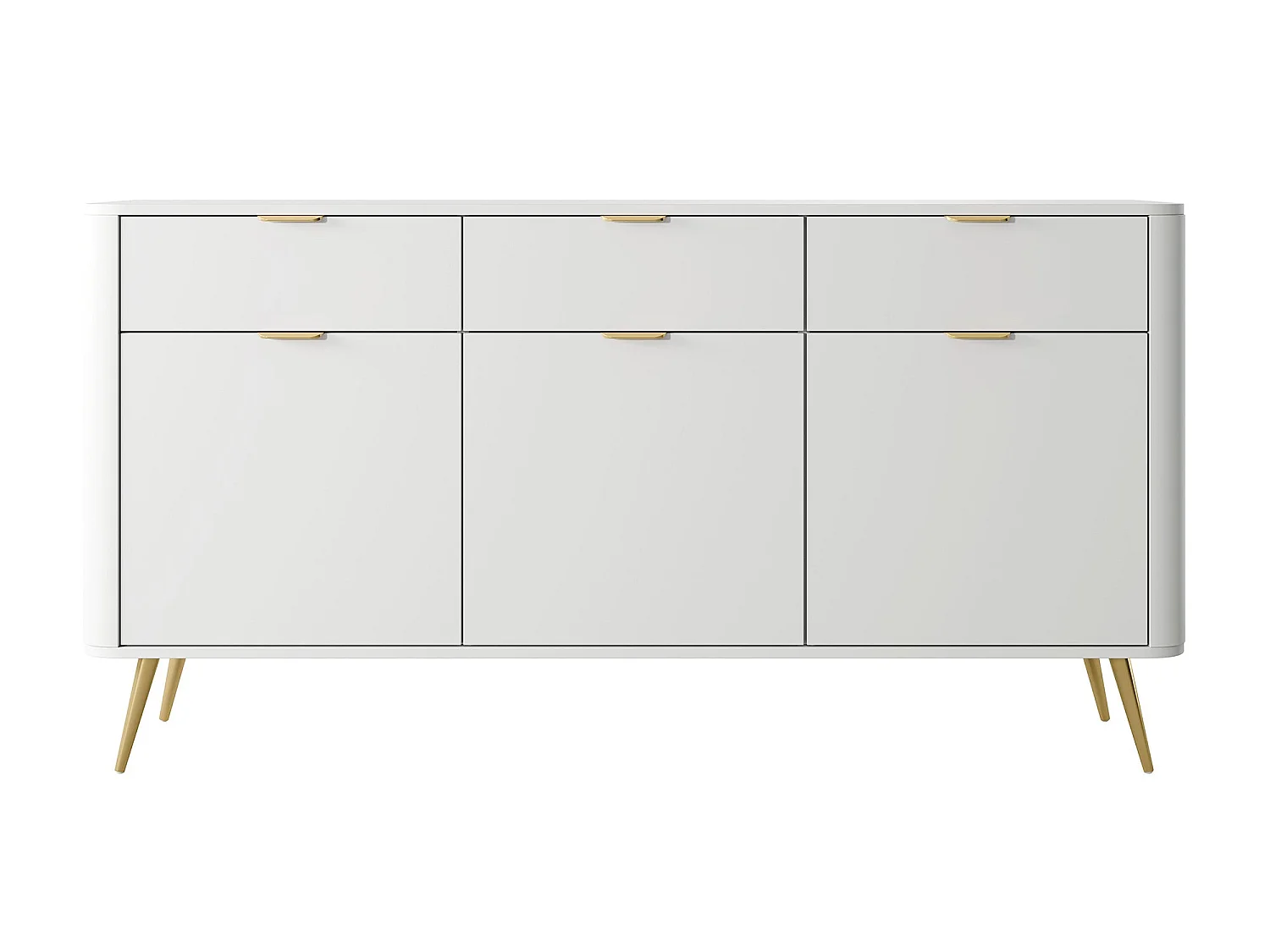 Commode à trois portes avec tiroirs - 163,5 cm - blanc - OVAL