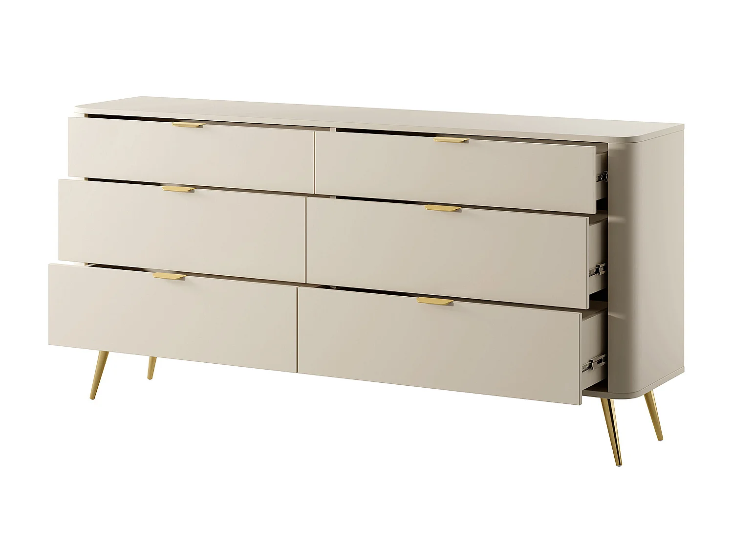 Commode à six tiroirs - 172 cm - beige - OVAL