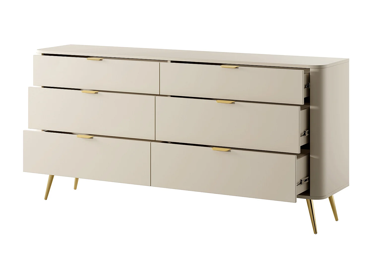 Kommode mit sechs Schubladen - 172 cm - Beige - OVAL