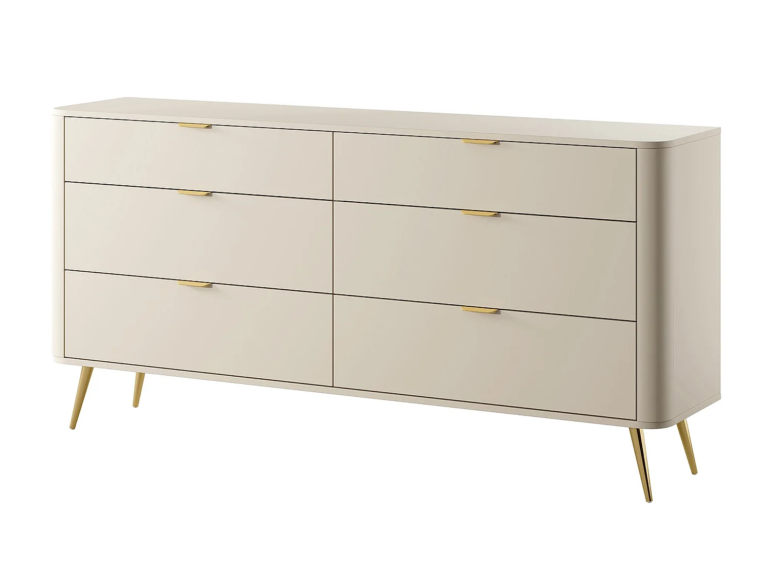 Commode à six tiroirs - 172 cm - beige - OVAL