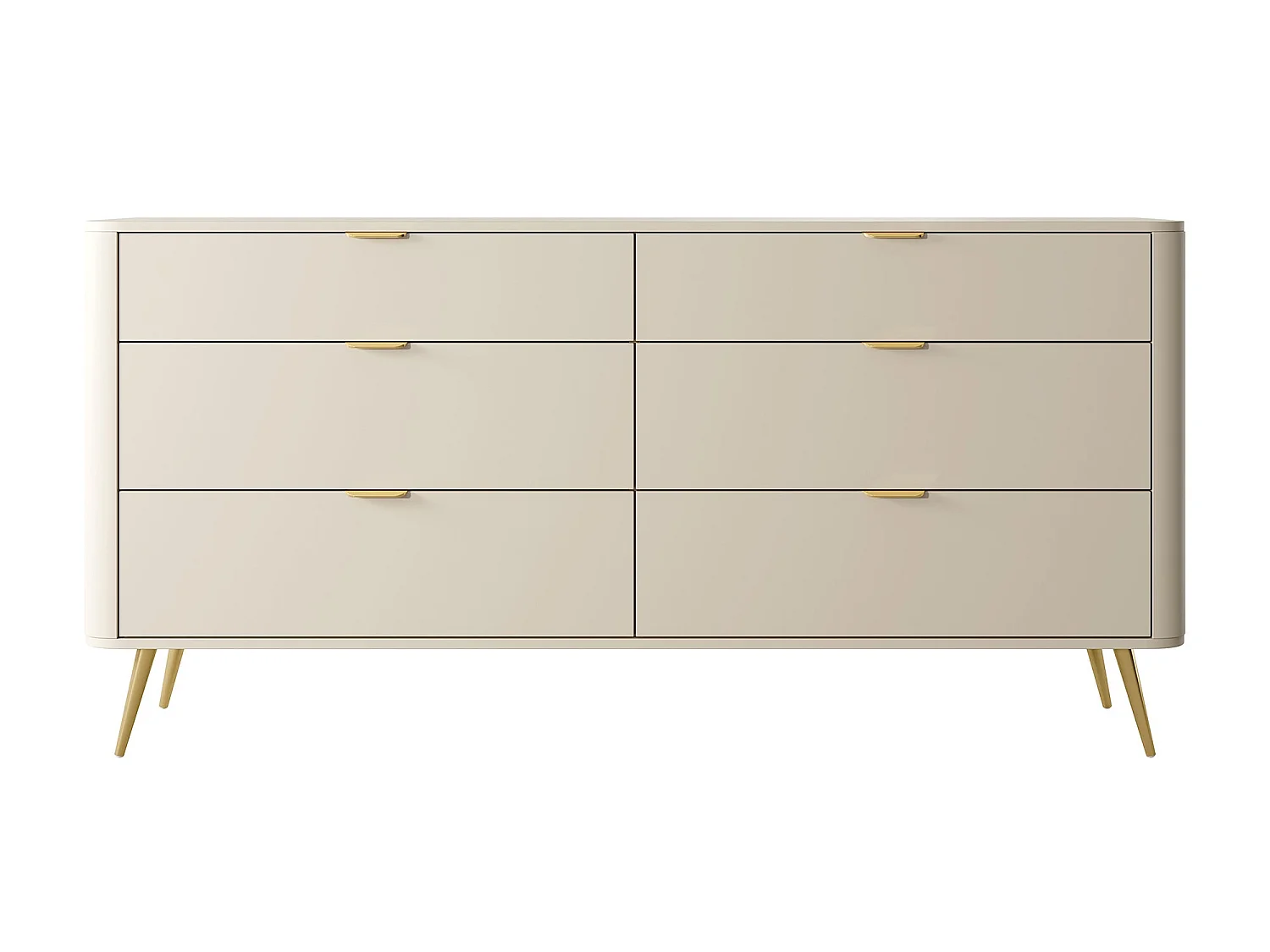 Commode à six tiroirs - 172 cm - beige - OVAL