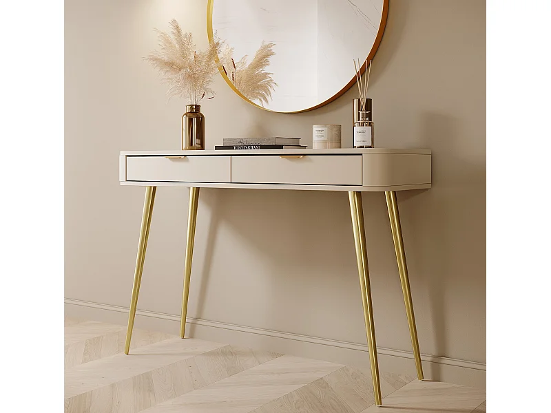 Schminktisch mit 2 Schubladen -112 cm - Beige - OVAL