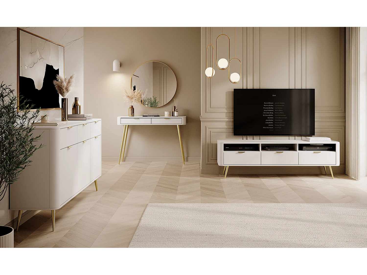 Kaptafel met lades - 112 cm - wit - OVAAL