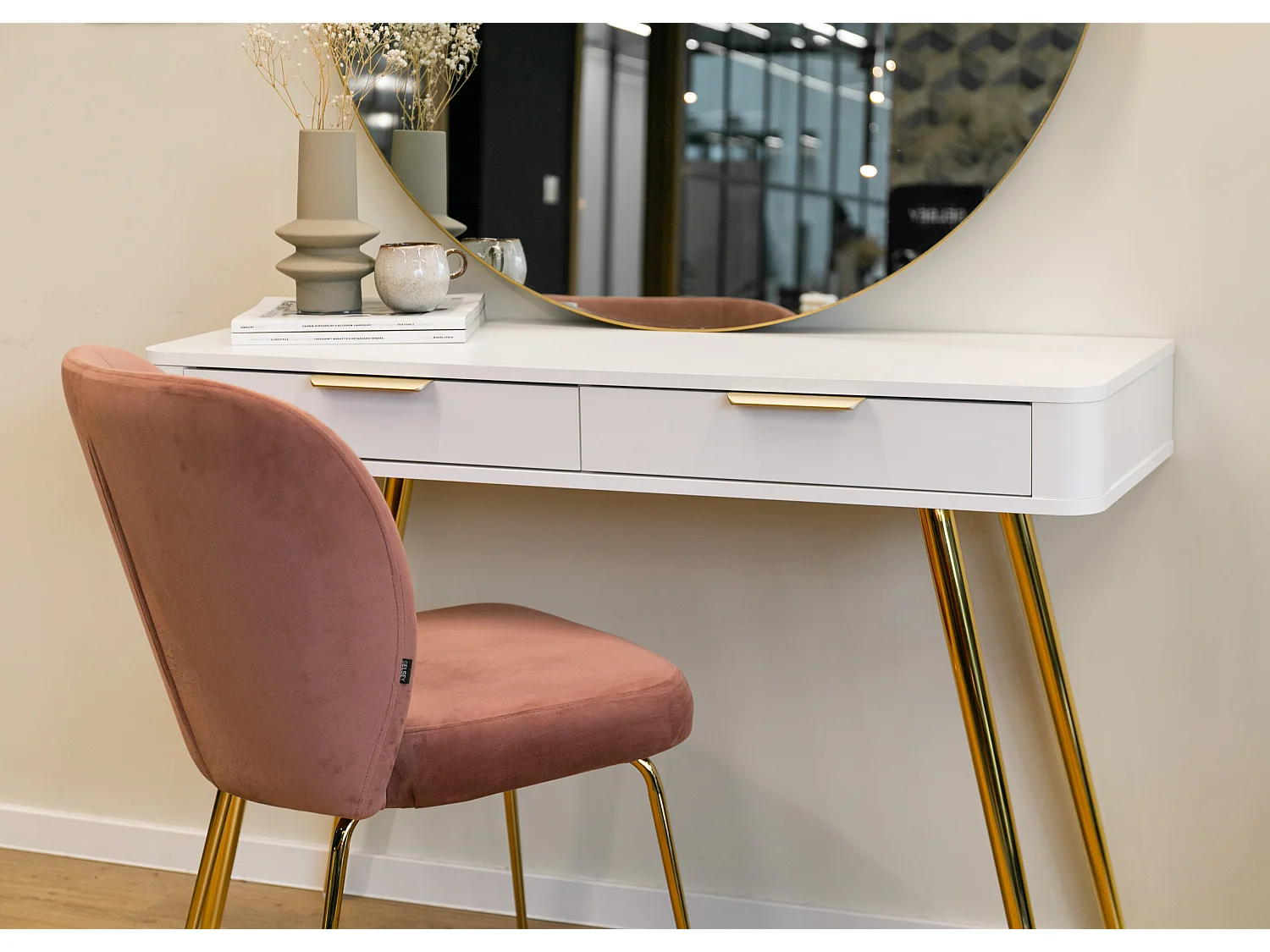 Coiffeuse avec tiroirs - 112 cm - blanc - OVAL