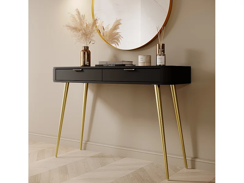 Schminktisch mit 2 Schubladen - 112 cm - Schwarz - OVAL