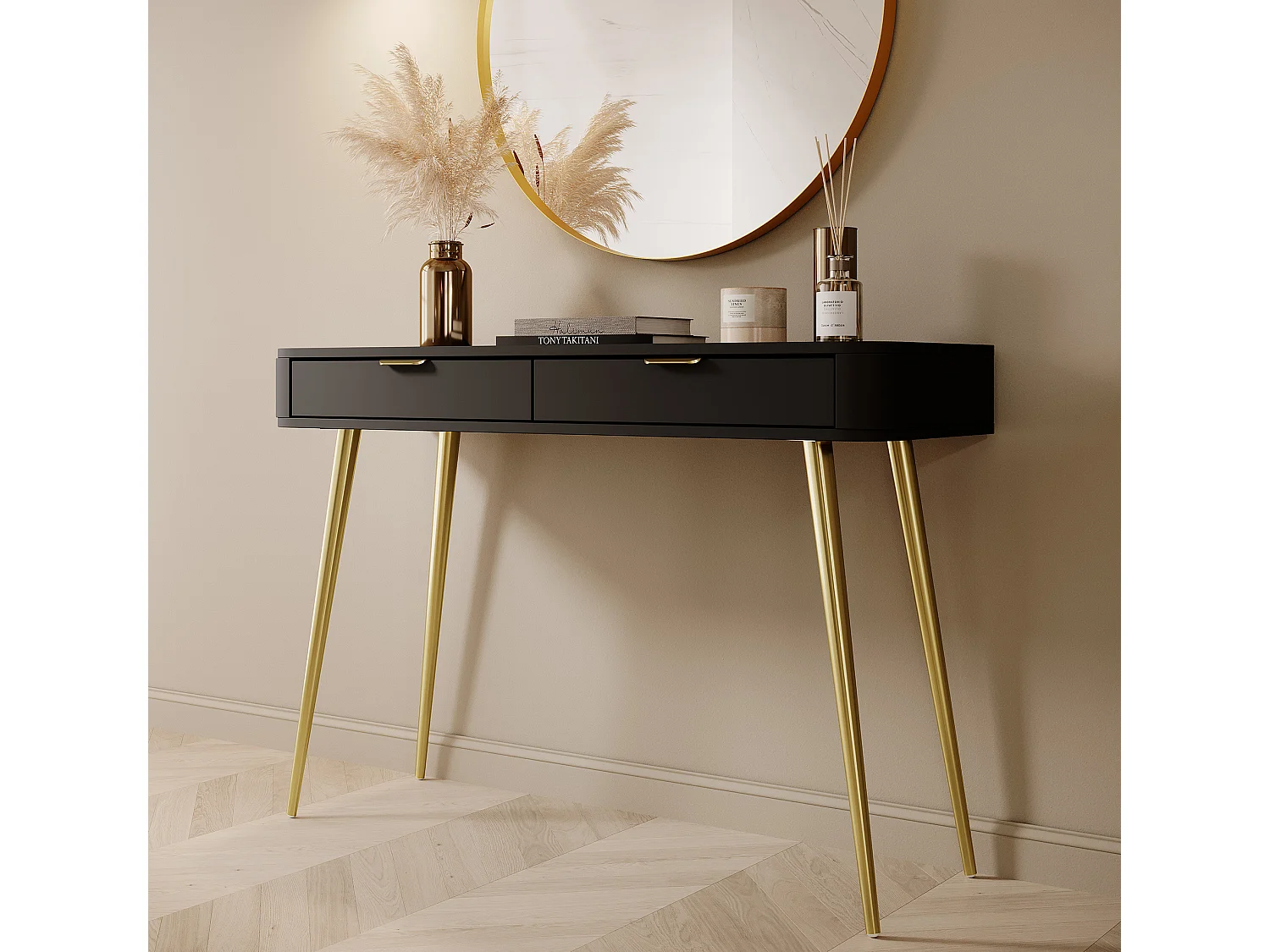 Tocador con cajones - 112 cm - negro - OVAL