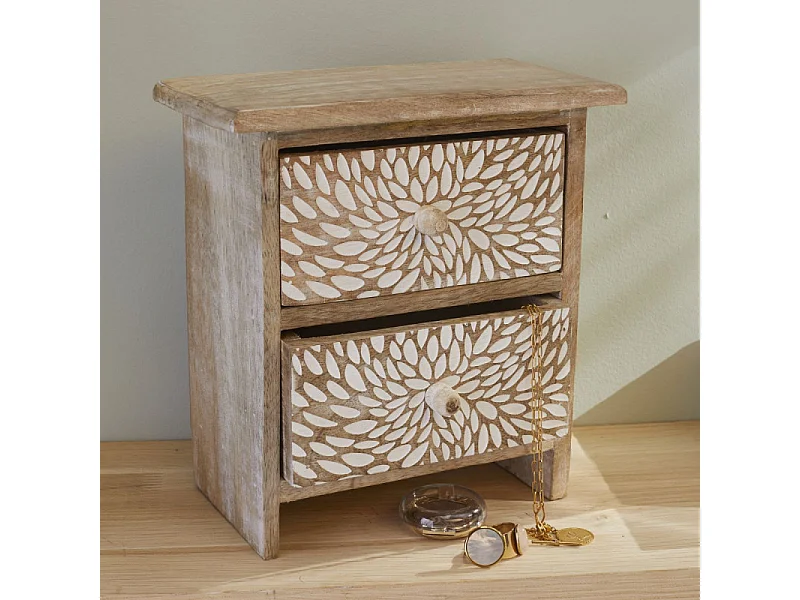 Boîte à bijoux en bois de mangue 20x21x10cm