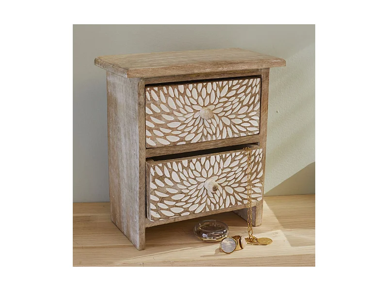 Boîte à bijoux en bois de mangue 20x21x10cm