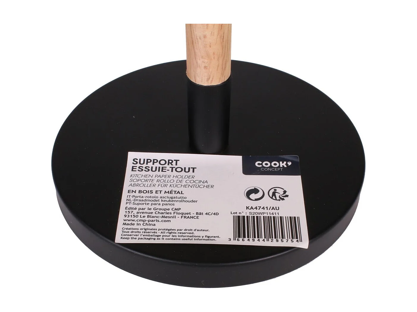 Support Essuie Tout Bois Et Metal2 Noir, Beige