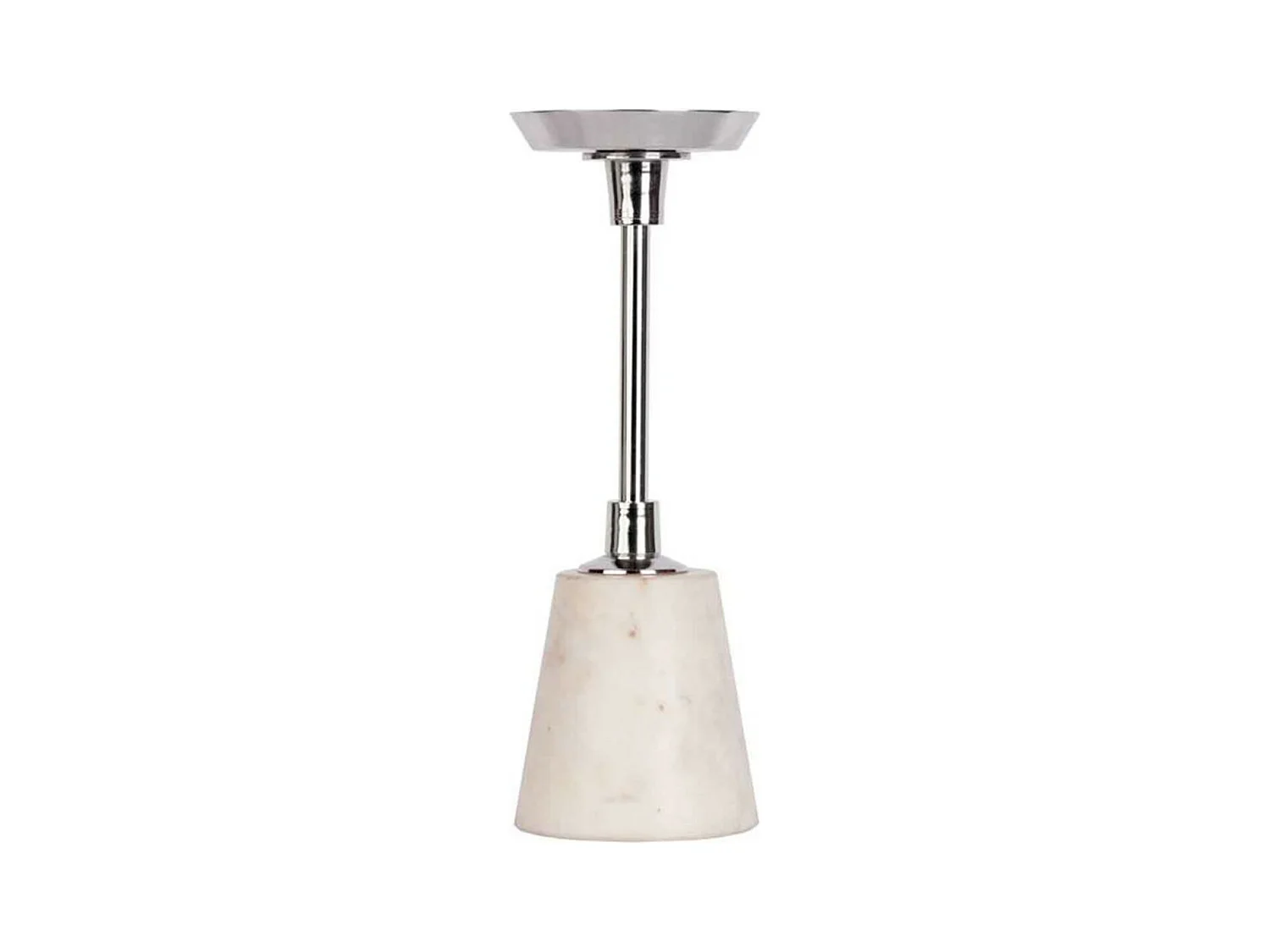 Bougeoir Design en Marbre "Fayya" 30cm Blanc & Argent