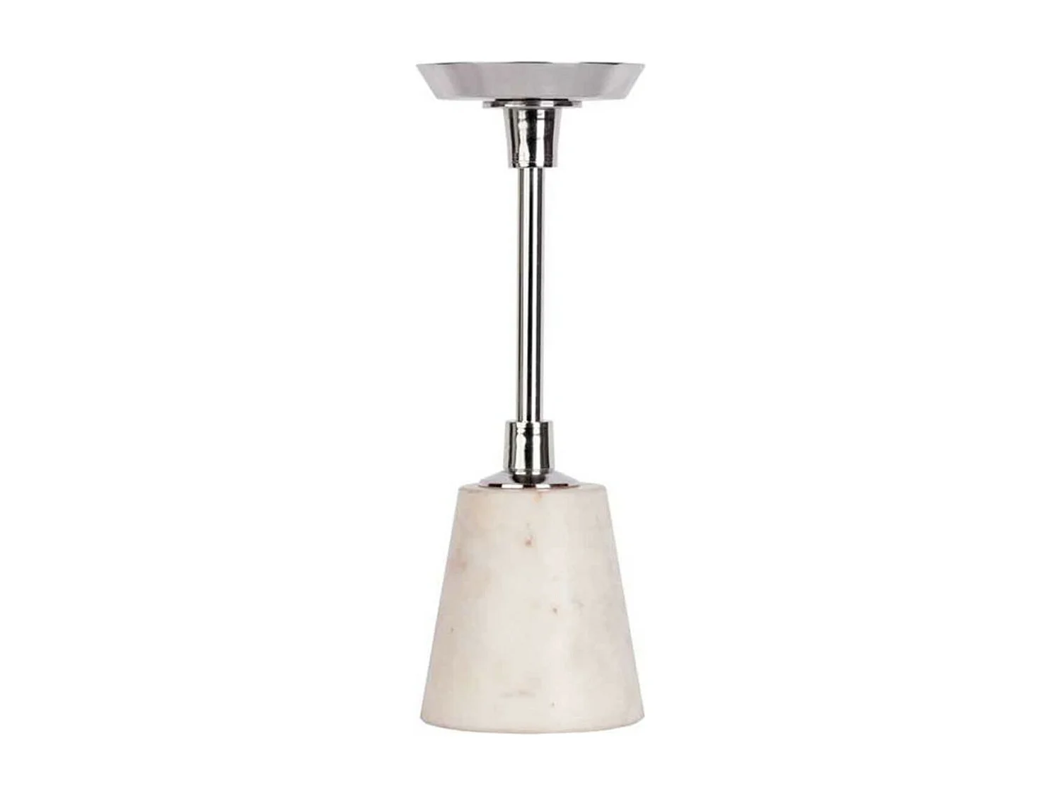 Bougeoir Design en Marbre "Fayya" 30cm Blanc & Argent