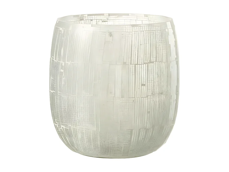 Photophore Rond Design "Mosaïque" 16cm Gris