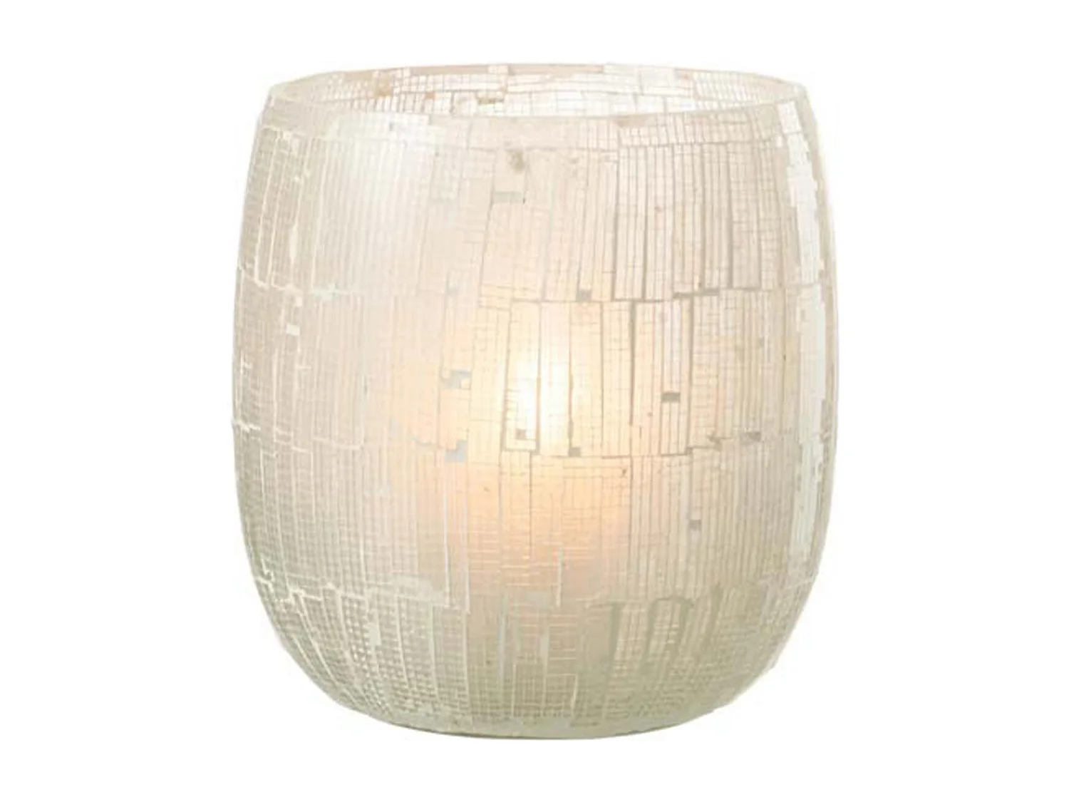 Photophore Rond Design "Mosaïque" 16cm Gris