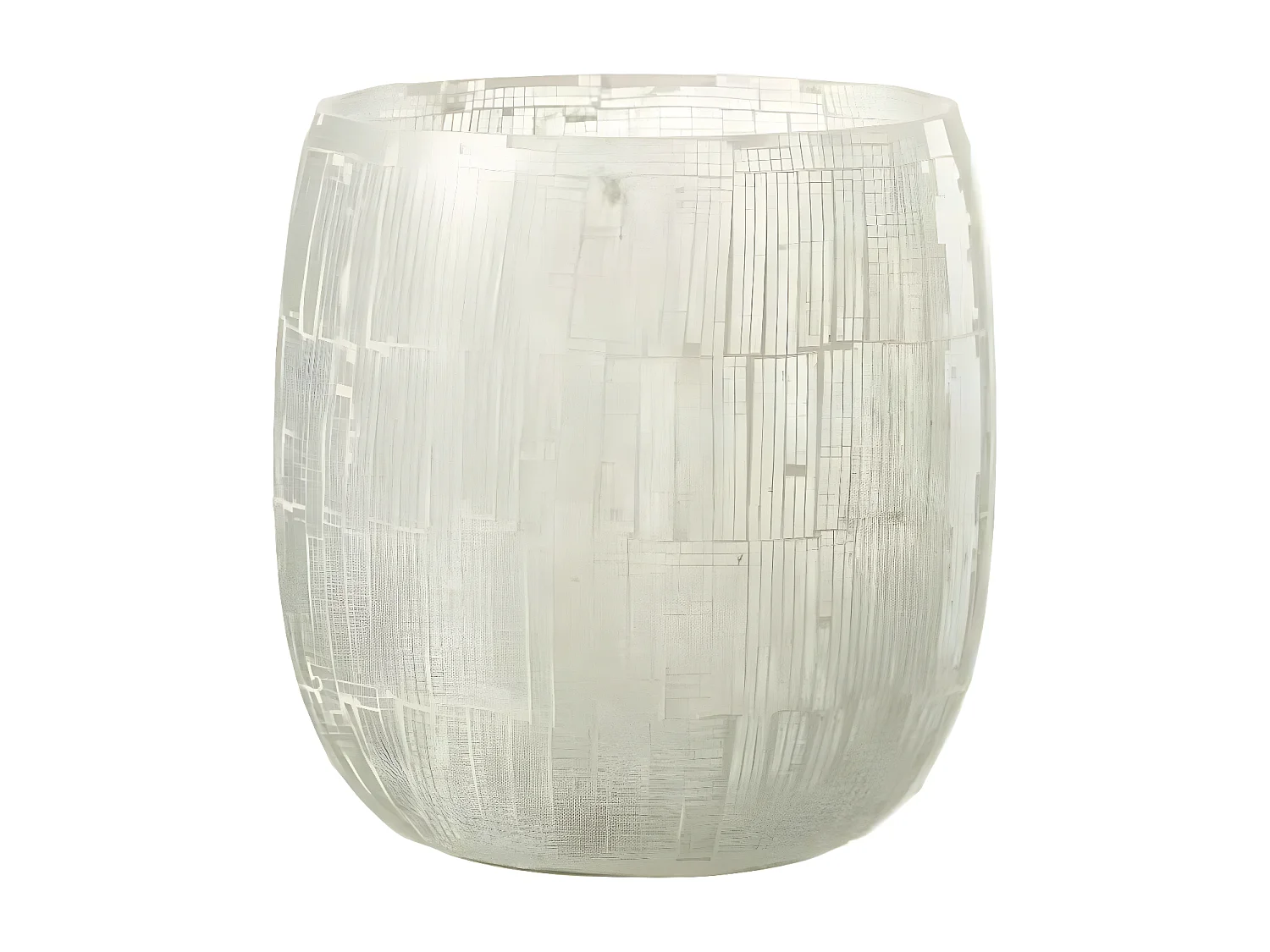 Photophore Rond Design "Mosaïque" 16cm Gris