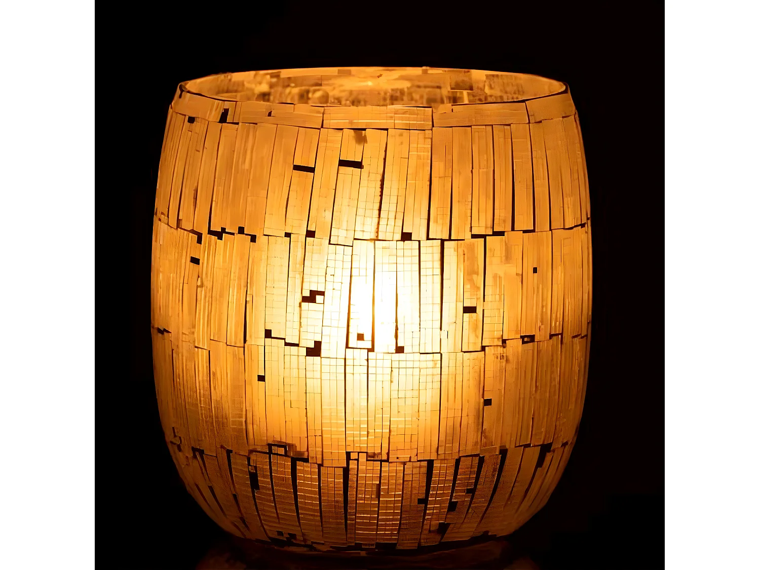 Photophore Rond Design "Mosaïque" 16cm Gris