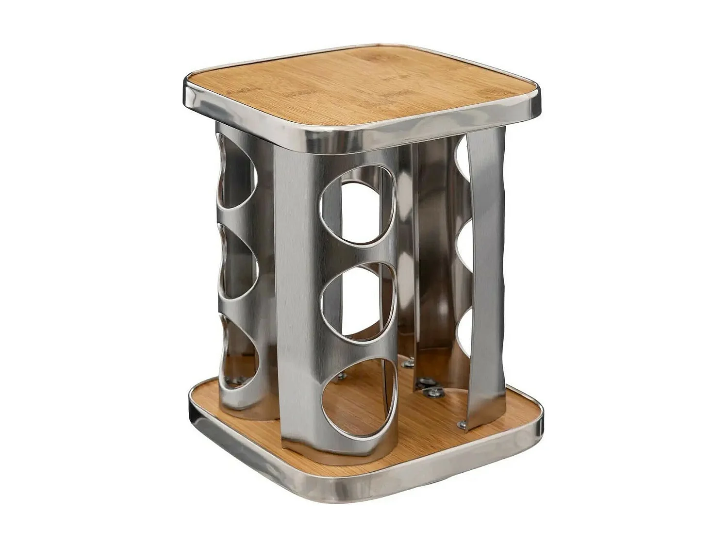 Rack 12 Épices Rotatif "Bambou" 23cm Naturel & Argent