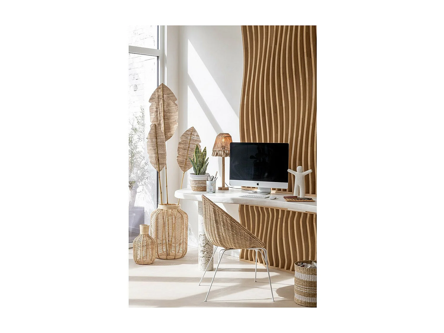 Panier Déco en Raphia "Bouteille" 41cm Naturel